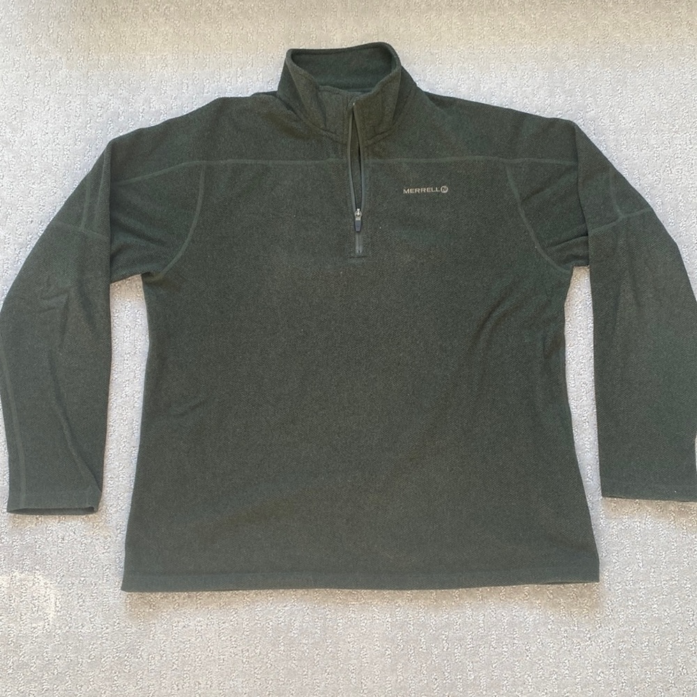 Olive Green Quarter-Zip Fleece Sweater- Size L